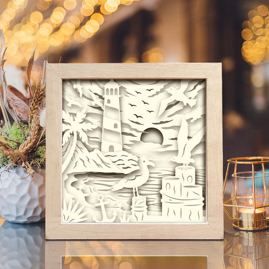 Sea Birds – 3D Paper Cut Shadow Box File - Cricut File - (8x8 inches) -