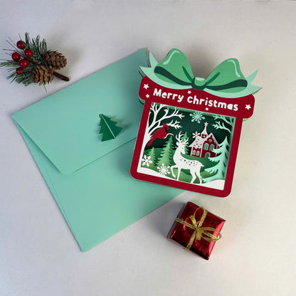 Winter Christmas Scene – 3D Christmas Paper Pop-up Card File - Cricut File -