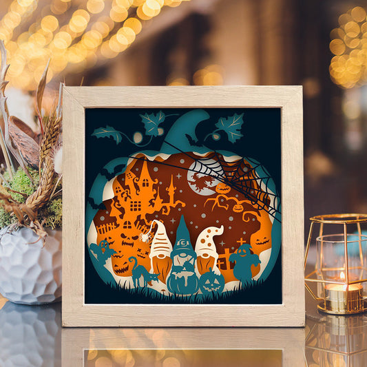 Halloween Gnome – 3D Halloween Paper Cut Shadow Box File - Cricut File - (8x8 inches) -