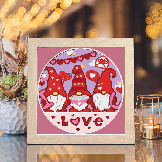 Gnome Love 2 – 3D Paper Cut Shadow Box File - Cricut File - (8x8 inches) -