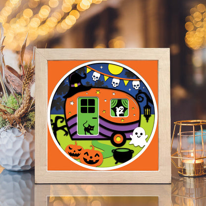 Halloween Camper – 3D Halloween Paper Cut Shadow Box File - Cricut File - (8x8 inches) -