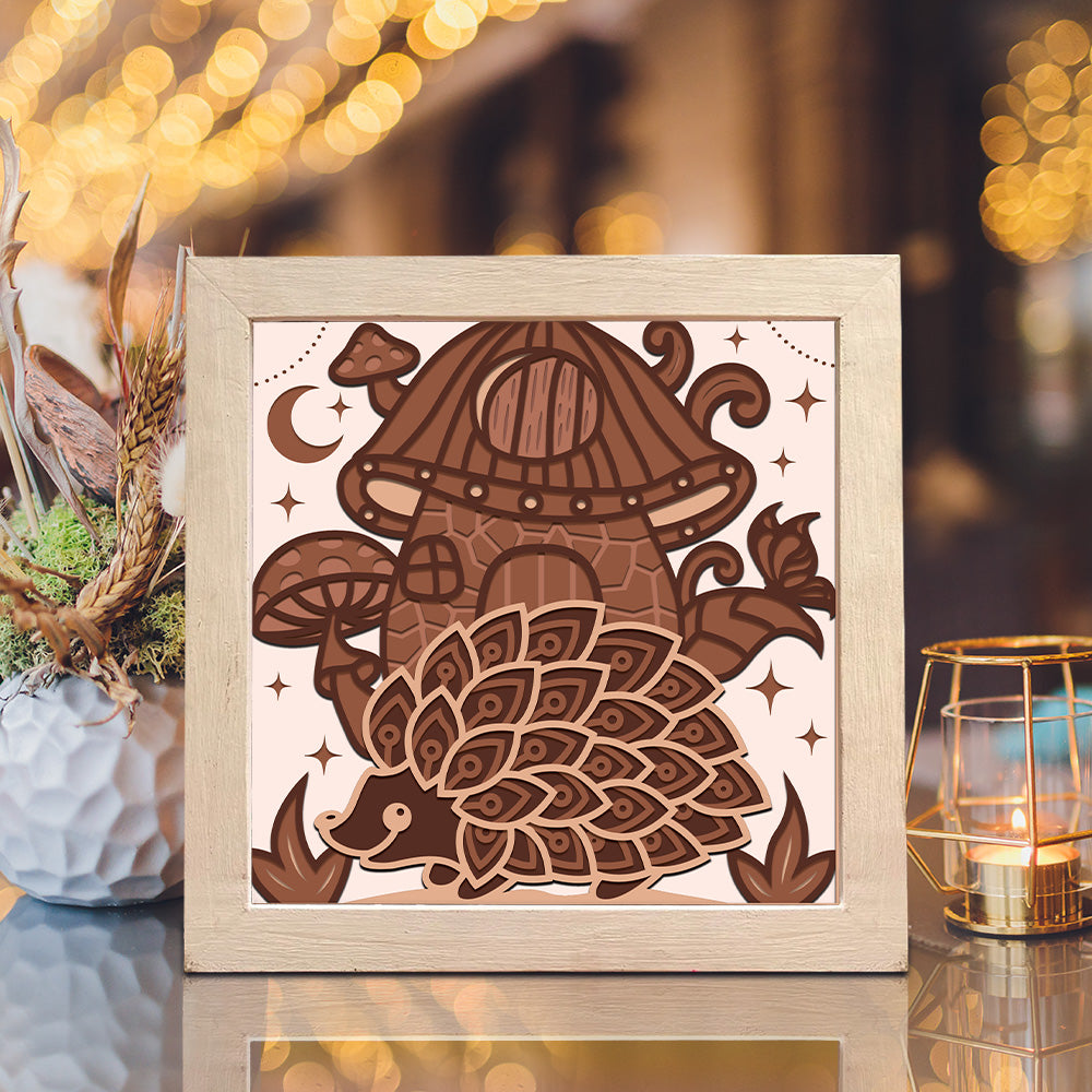 Hedgehog – 3D Paper Cut Shadow Box File - Cricut File - (8x8 inches) -