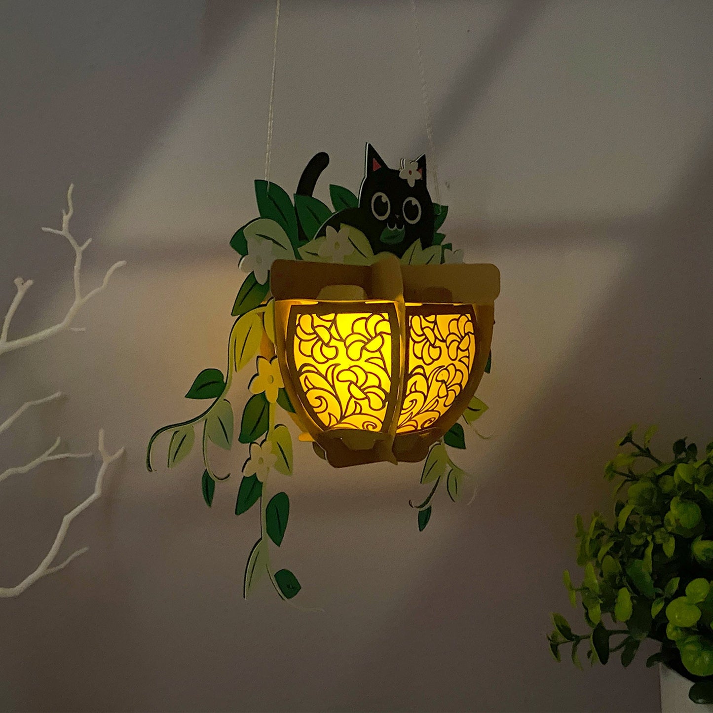 Cat Plants Pot - 3D Paper Cut Lantern File  - Cricut File  -