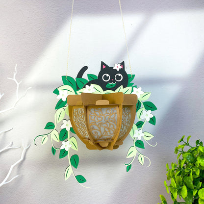 Cat Plants Pot - 3D Paper Cut Lantern File  - Cricut File  -
