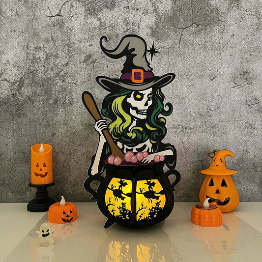 Cauldron Witch 2 - 3D Halloween Cauldron Paper Lantern File - Cricut File  -