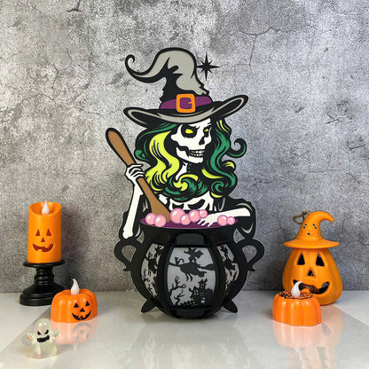 Cauldron Witch 2 - 3D Halloween Cauldron Paper Lantern File - Cricut File  -