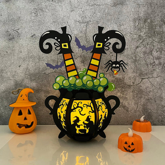 Cauldron Witch - 3D Halloween Cauldron Paper Lantern File - Cricut File  -