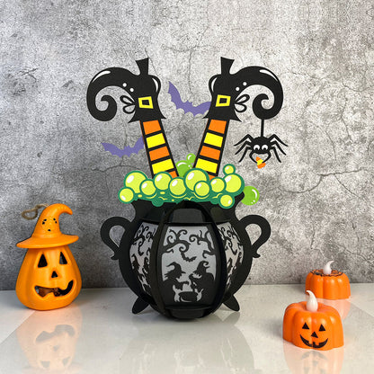 Cauldron Witch - 3D Halloween Cauldron Paper Lantern File - Cricut File  -