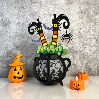 Cauldron Witch - 3D Halloween Cauldron Paper Lantern File - Cricut File  -