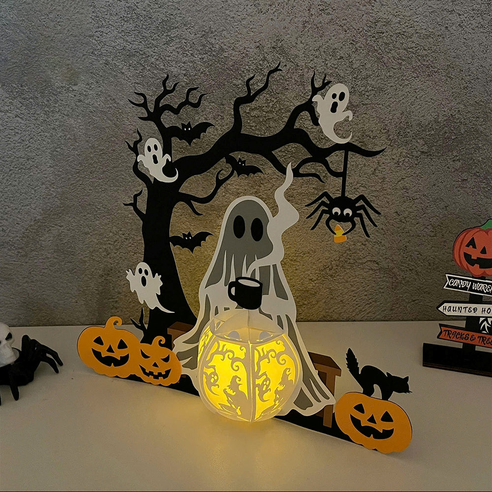 Chilling Ghost - 3D Halloween Paper Lantern File - Cricut File  -