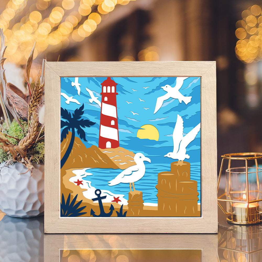 Sea Birds – 3D Paper Cut Shadow Box File - Cricut File - (8x8 inches) -