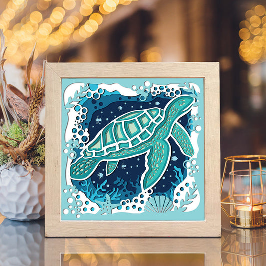Sea Turtle 3 – 3D Paper Cut Shadow Box File - Cricut File - (8x8 inches) -