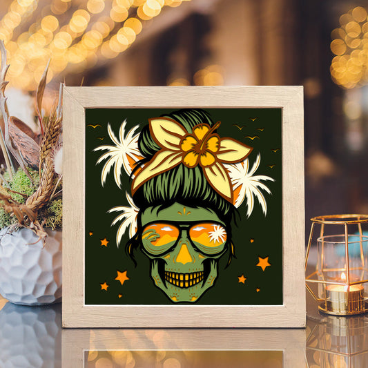 Skull Summer – 3D Paper Cut Shadow Box File - Cricut File - (8x8 inches) -