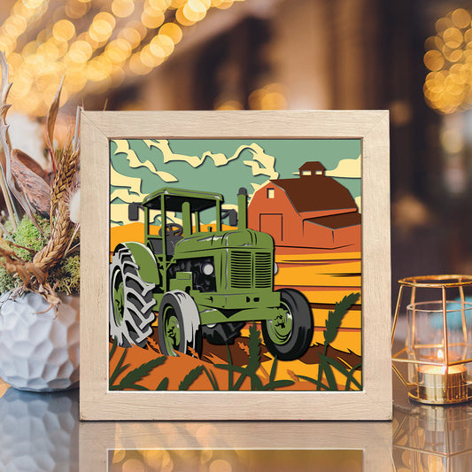 Tractor – 3D Paper Cut Shadow Box File - Cricut File - (8x8 inches) -